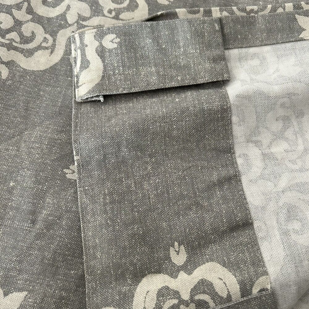 West Elm 48" x 108" Curtain Panel Feather Gray Scroll Medallion‎ Cotton - Picture 6 of 8